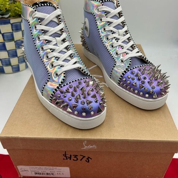 Men’s Christian Louboutin Lou Pik Pik Orlato flat high top sneakers size 44.5 - Picture 2 of 13
